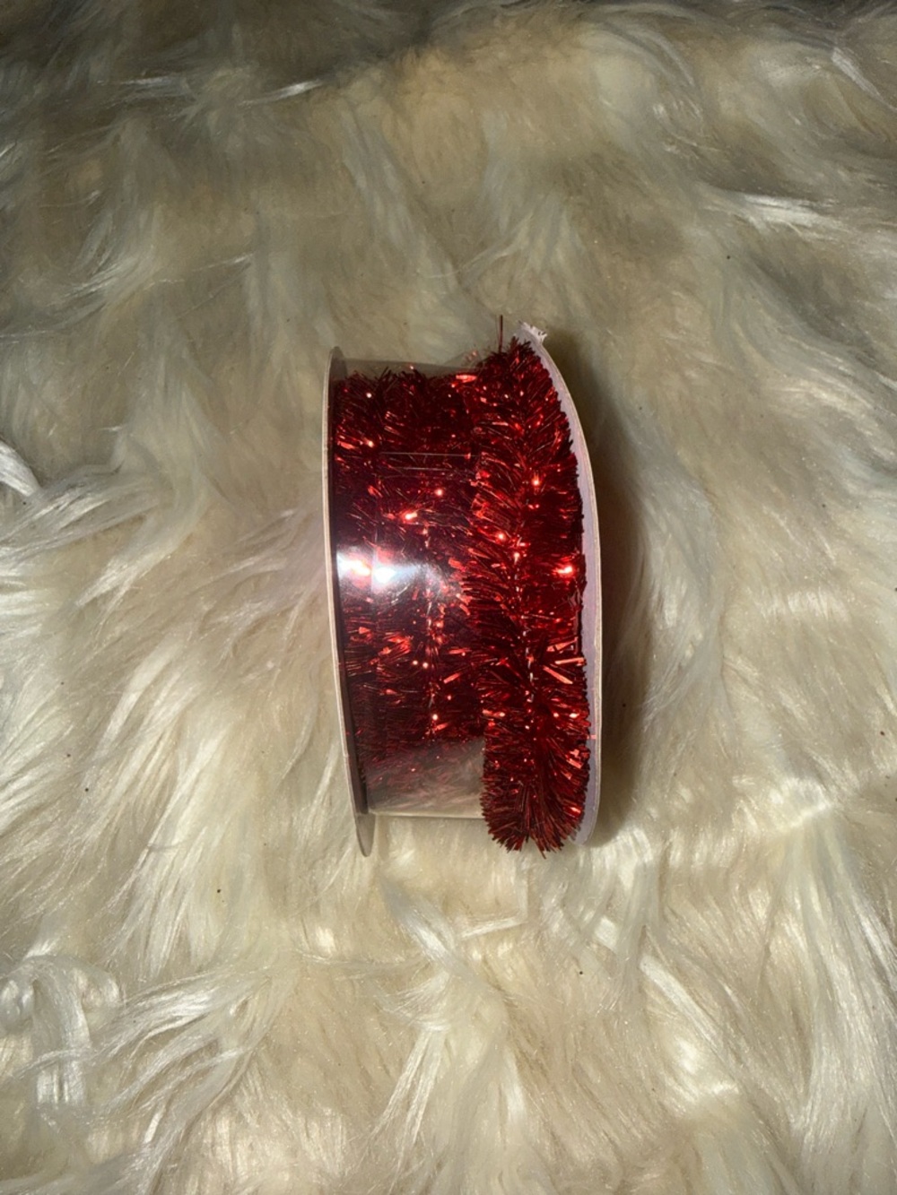 Red Tinsel Garland Ribbon Spool
